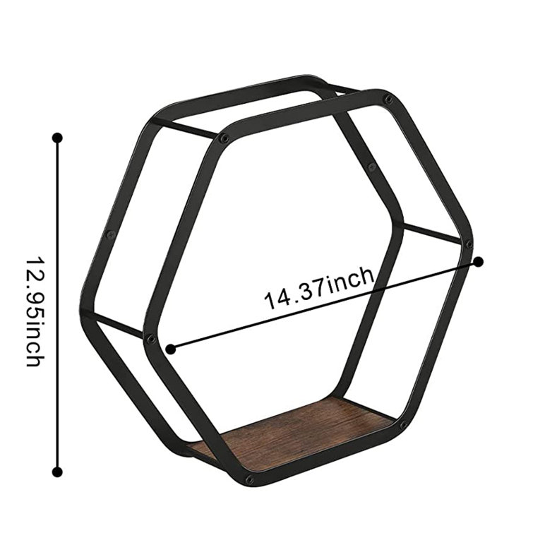 Hokku Designs Adaobi Hexagon Floating Shelves Black Metal Hexagon Shelves Wayfair